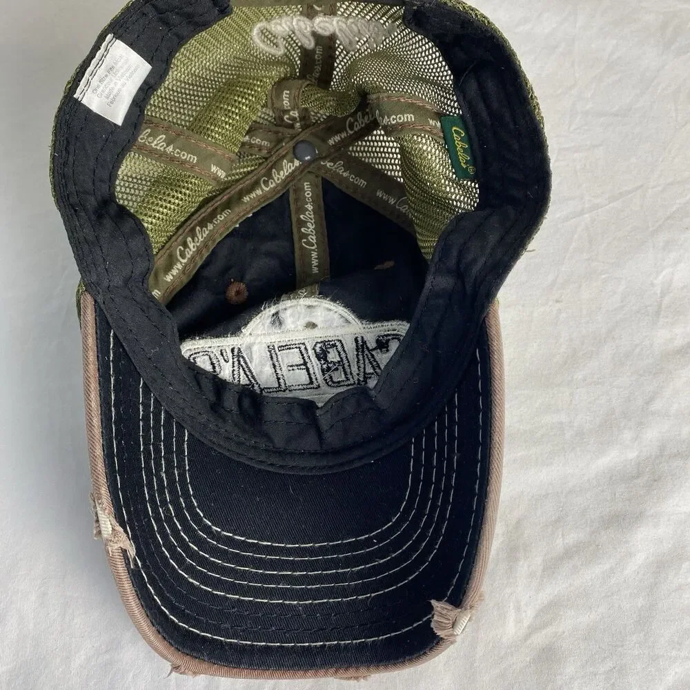 Cabela's hat cap mens Embroidered adjustable mesh back brown tan green outdoors